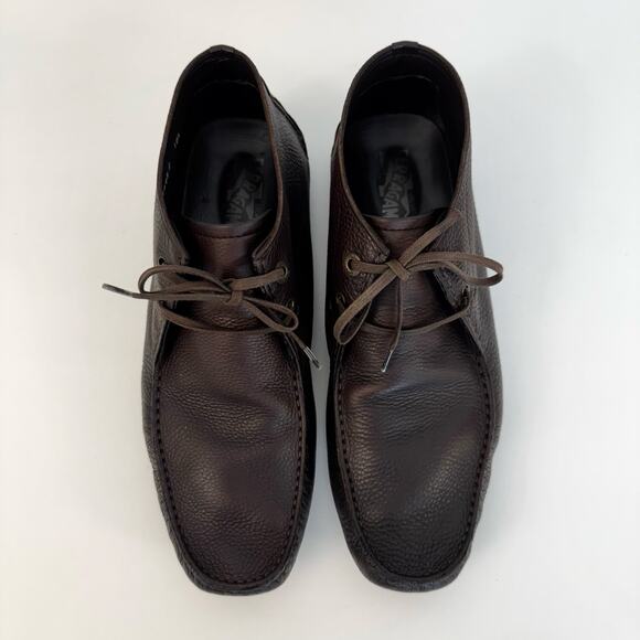 Salvatore Ferragamo Leather Lace-Up Chukka Boots Shoes Brown Men\'s 10.5D